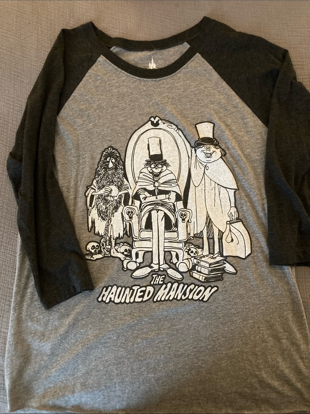 Disney Haunted Mansion Raglan Tee - Gray & Black